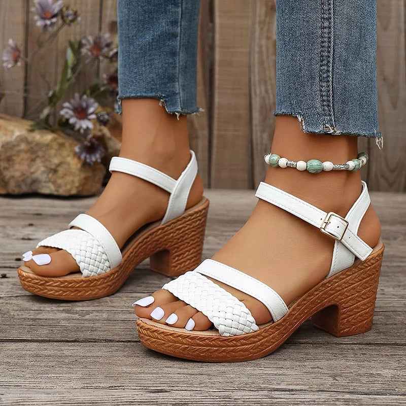 Deborah | Woven Platform Sandals White (Almost sold out)