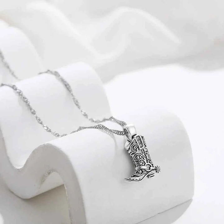 Rhinestone Cowboy Boot Charm Pendant Necklace