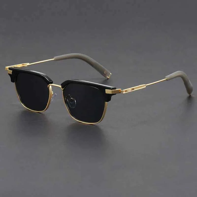 Stylish Clubmaster Sunglasses in Grey Outlaw Gold