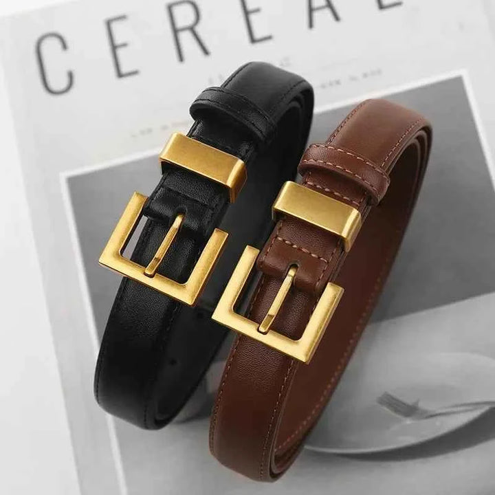 Adjustable Fit Square Buckle Slim Strap Belt