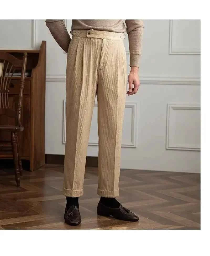 Men's High-Waist Pleated Trousers - Naples Style