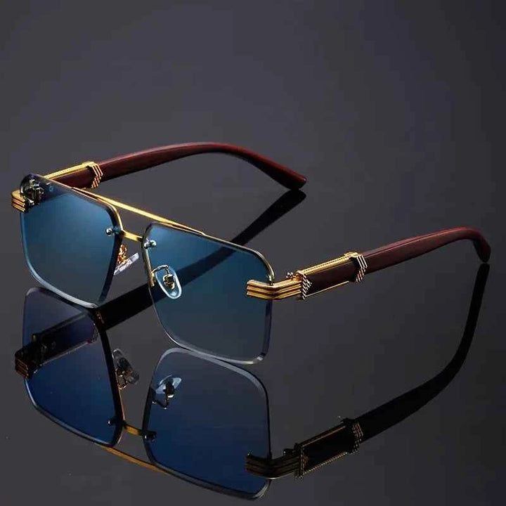 Stylish Wooden Frame Sunglasses for a Chic Look Blue