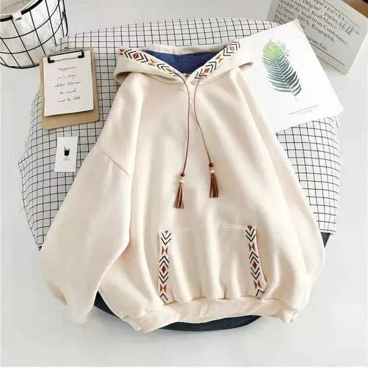 Fleece-Lined Oversized Cotton Hoodie – Cozy Lazy-Style Trendy Apricot (fleece-lined)