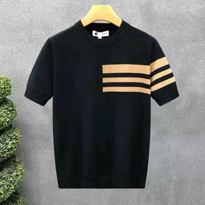 Men's Contrast-Stripe Knit Tee Black