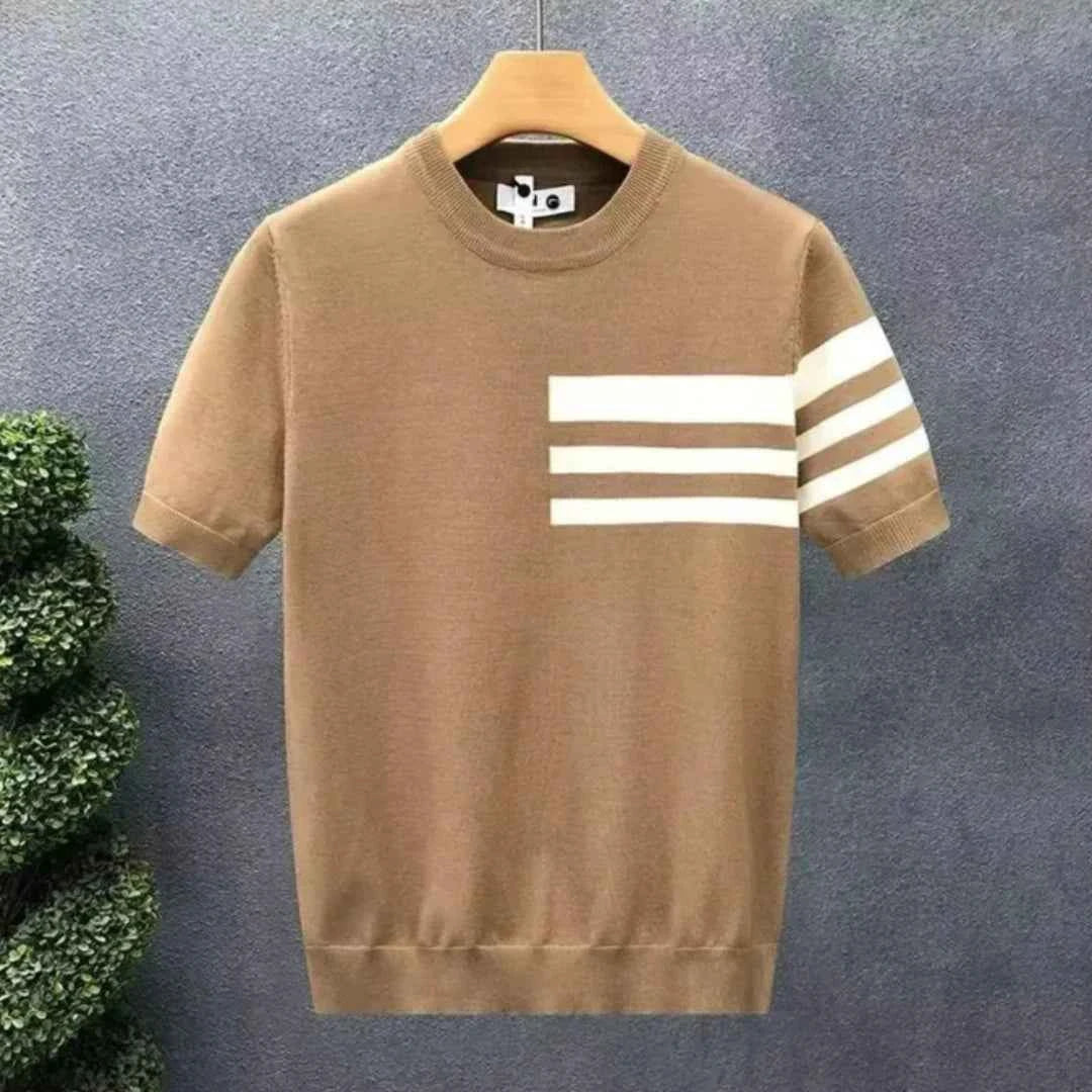 Men's Contrast-Stripe Knit Tee Brown