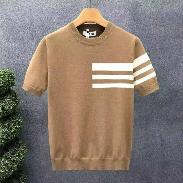 Men's Contrast-Stripe Knit Tee Brown
