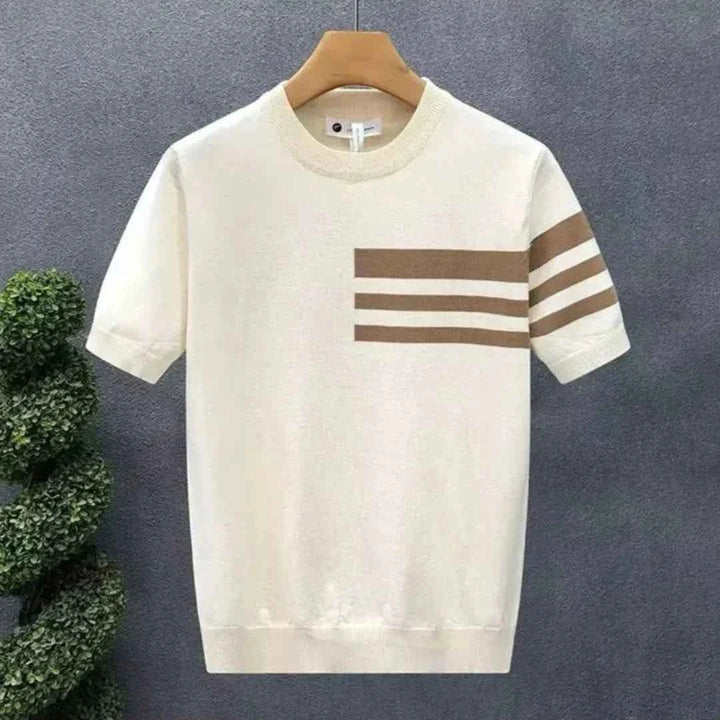Men's Contrast-Stripe Knit Tee Cream