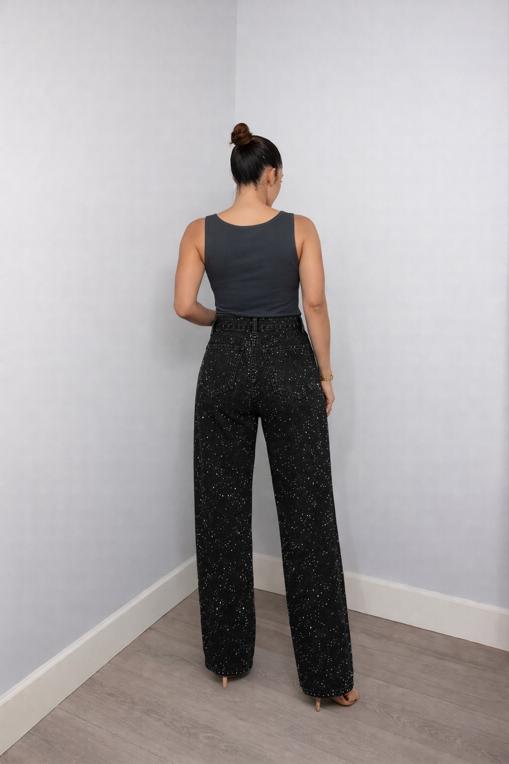 Sanay | Women's High-Waist Jeans with Glitter Accents