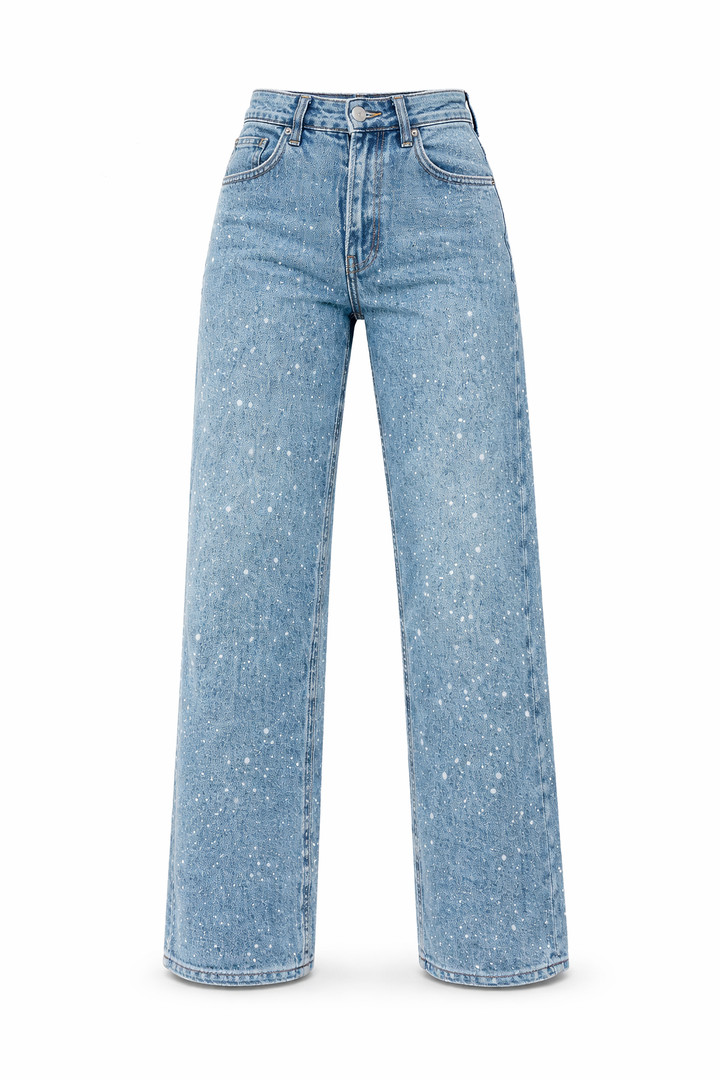 Sanay | Women's High-Waist Jeans with Glitter Accents