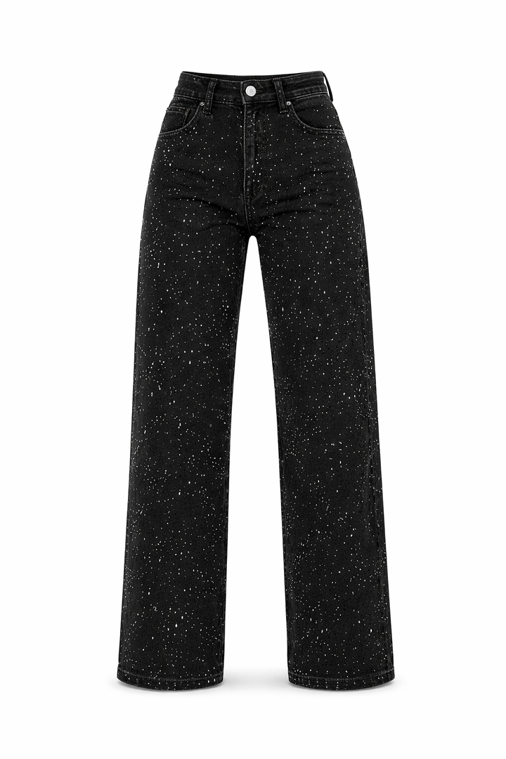 Sanay | Women's High-Waist Jeans with Glitter Accents