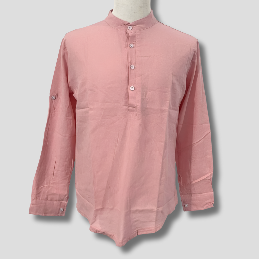 Men's Lightweight Summer Linen Shirt for Warm-Weather Sophistication Pink