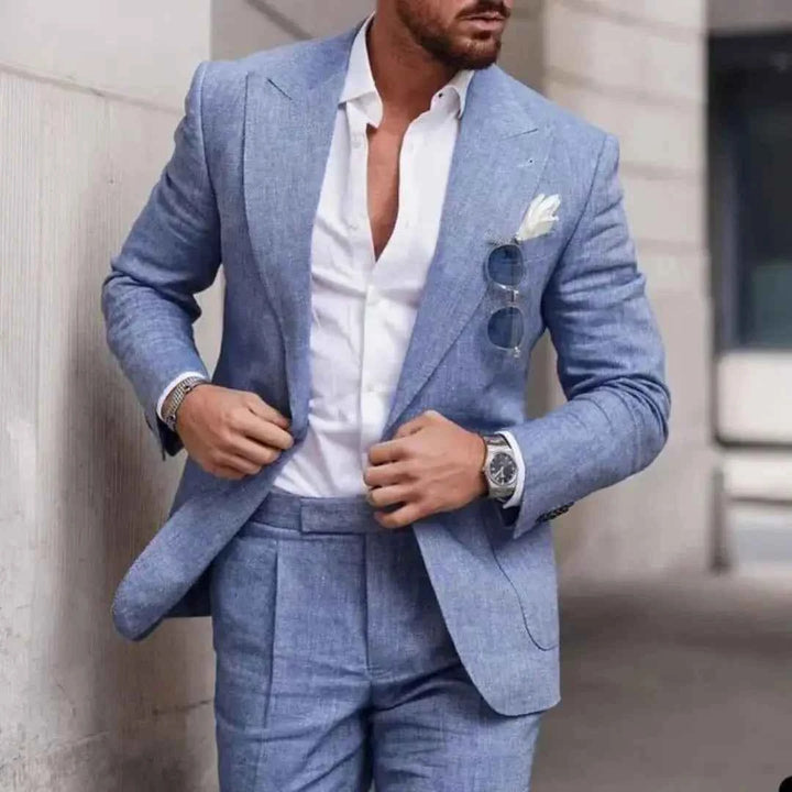 Men's Classic Two-Piece Tailored Suit Blue