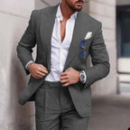 Men's Classic Two-Piece Tailored Suit Dark Gray