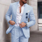 Men's Classic Two-Piece Tailored Suit Sky Blue