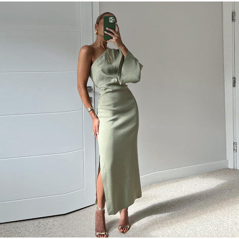 Sarah | Women's One-Shoulder Maxi Dress