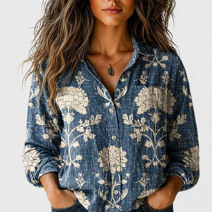 Women's Boho Print Button-Front Shirt