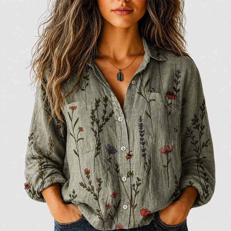Women's Boho Print Button-Front Shirt