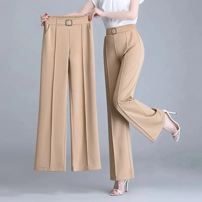 Women's Pleated Wide-Leg Pants Khaki