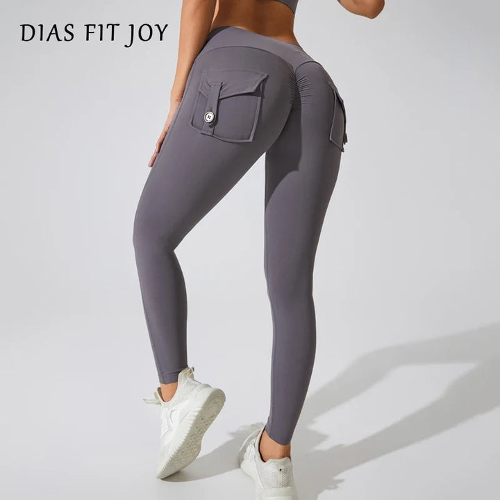 Women's Breathable Yoga Pants with Butt Pocket, Nylon Sports Leggings