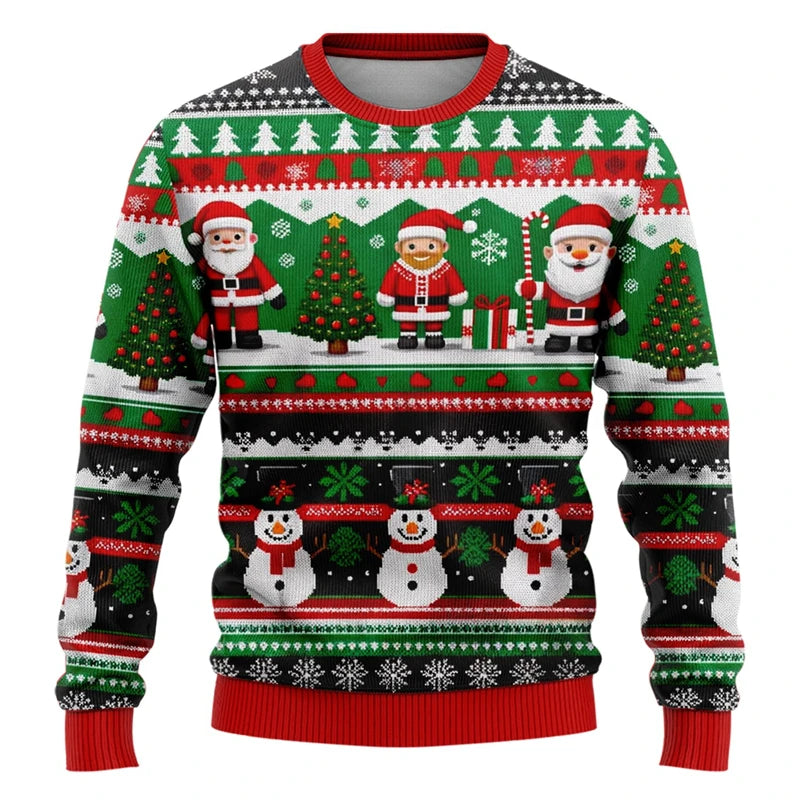 Unisex-sweatshirt med 3D-printet julemand og snemand til julefester