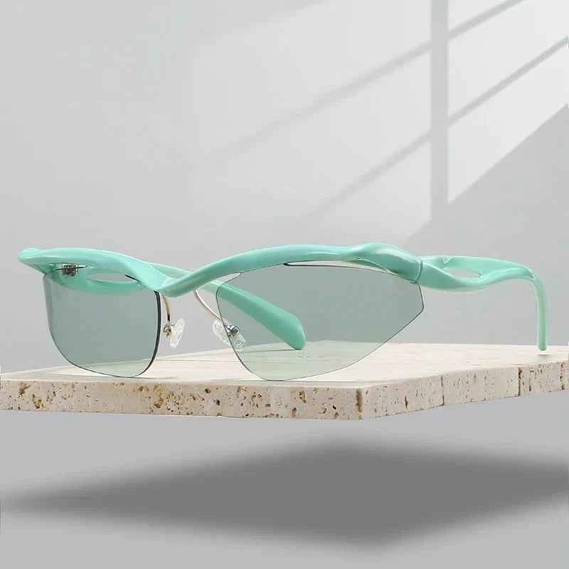 Stylish Curved Sunglasses for Ultimate Sun Protection Mint Chrome