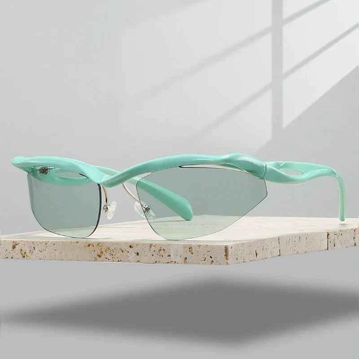 Stylish Curved Sunglasses for Ultimate Sun Protection Mint Chrome