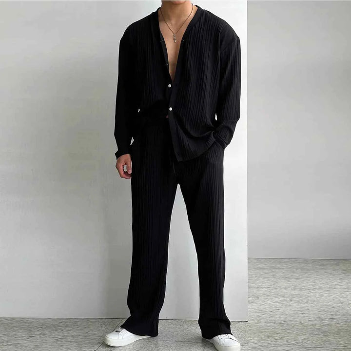 Men's Relaxed Linen Set – Breathable Two‑Piece Outfit for Comfort Black