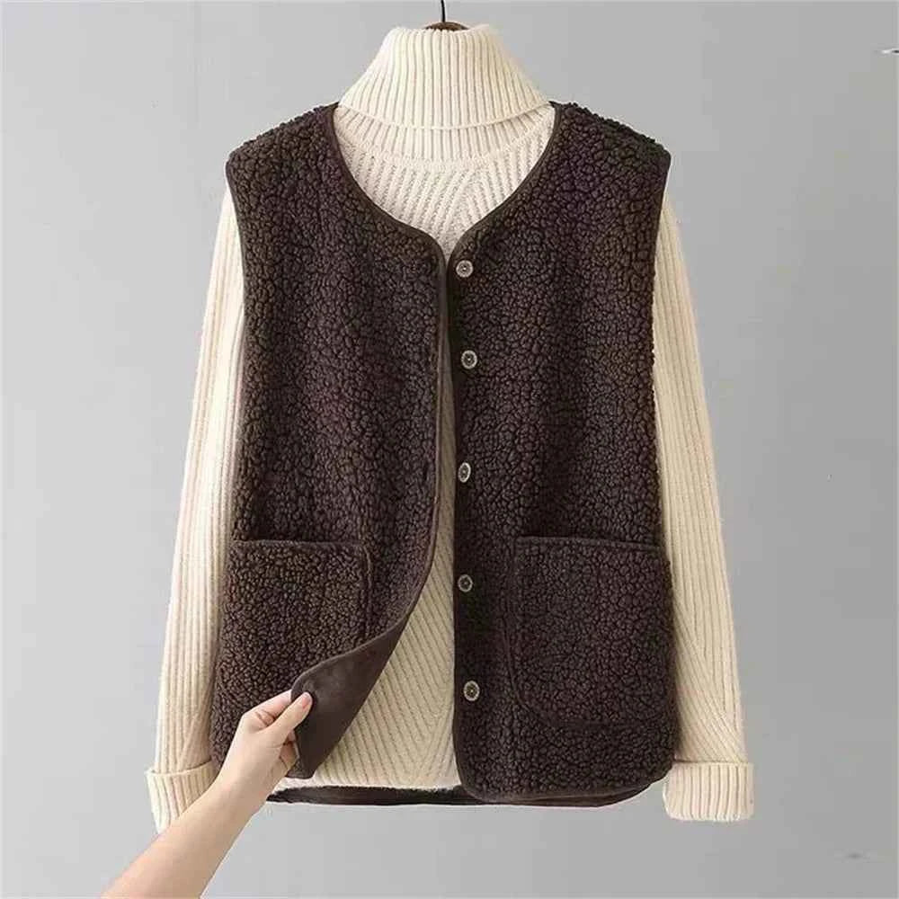 Women's Cozy Wool Vest Brown