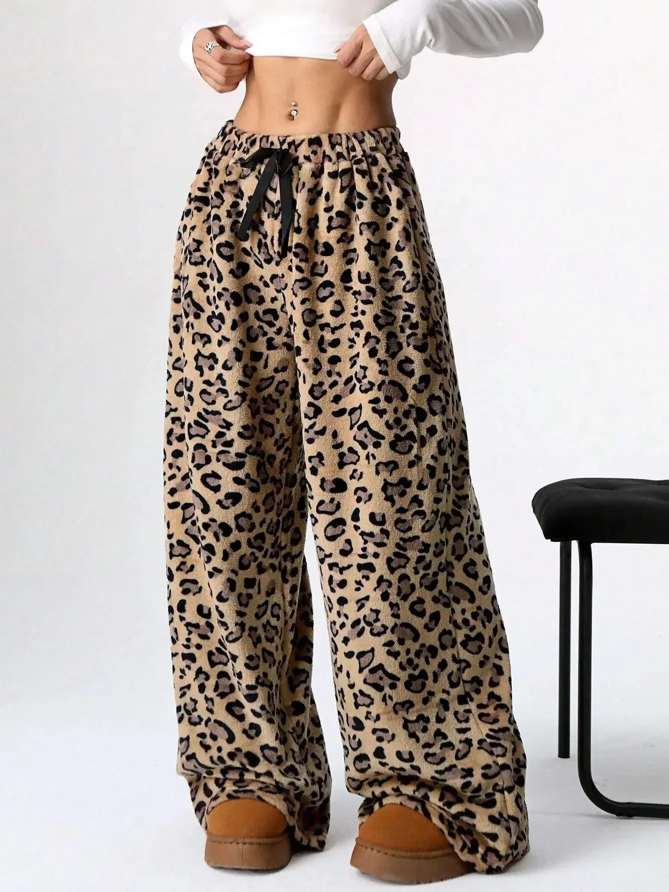 Women's Leopard Print Lounge Sweatpants Brown