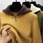 Men's Half-Zip Knit Sweater - Premium Quality Yellow