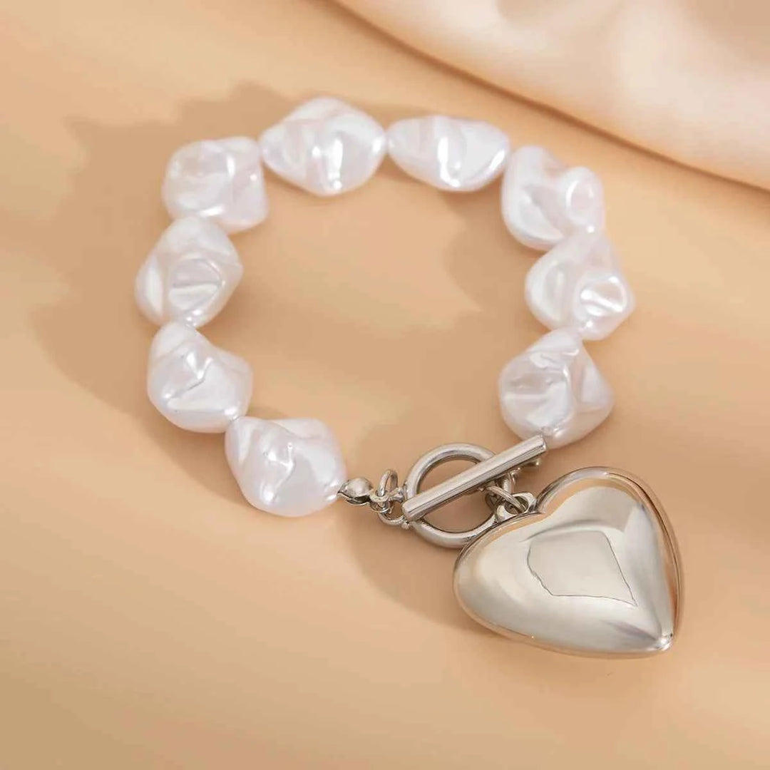 Elegant Pearl Heart Jewelry Set