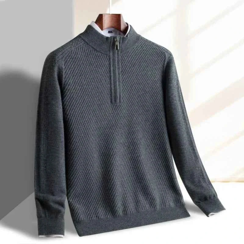 Men's Knitted Half-Zip Sweater Gray