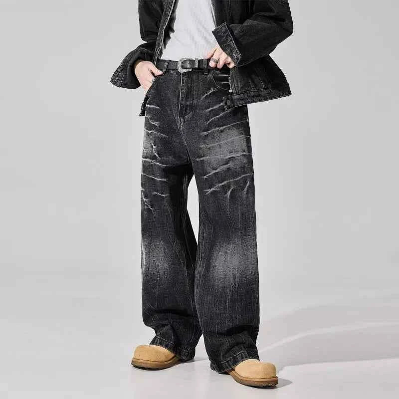 Men's Grunge Denim Jeans Black