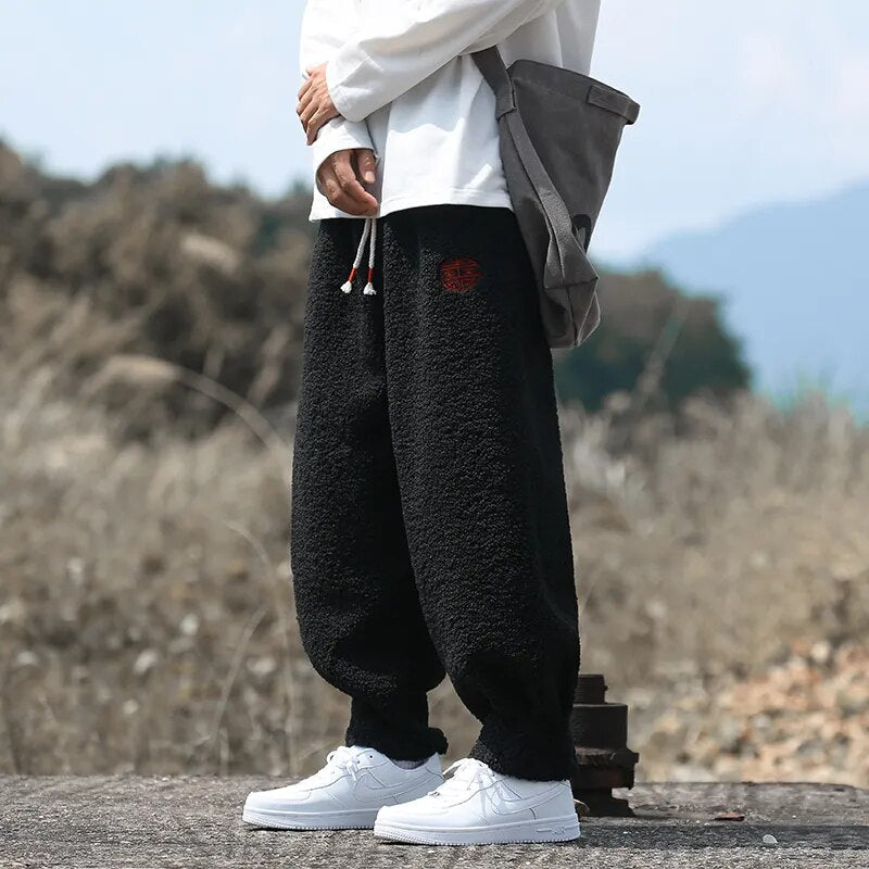 Men's Cozy Sherpa Sweatpants Black