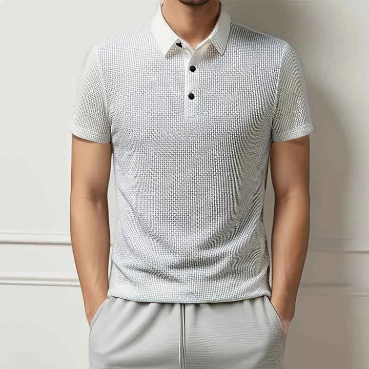 Men's Textured Polo Shirt White