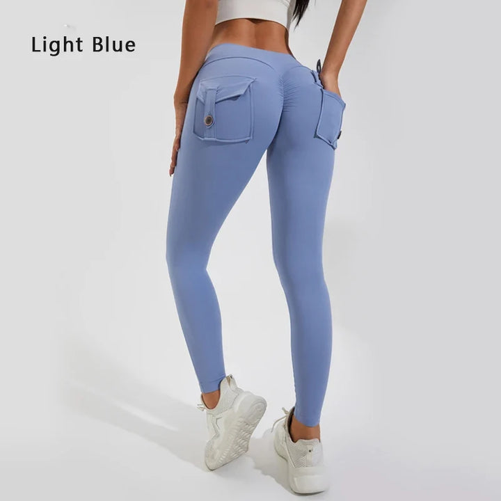 Women's Breathable Yoga Pants with Butt Pocket, Nylon Sports Leggings