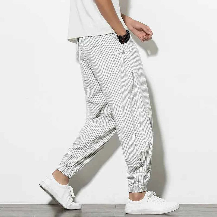 Men's Striped Pants - Stylish and Comfortable White