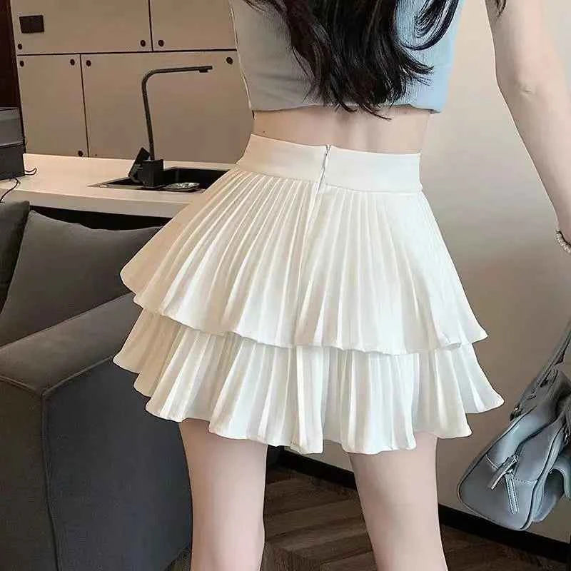 Women's Mini Skirt with Layered Pleats
