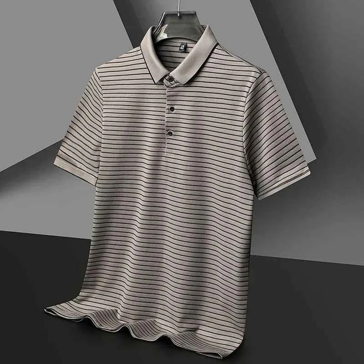 Men's Striped Polo Shirt - Holland Style Brown