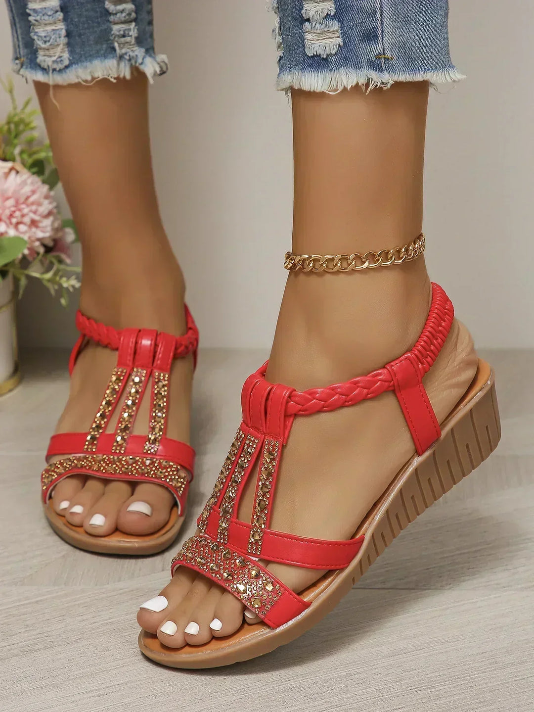 Priscilla | Women's Orthopedic Adjustable Sandals Red