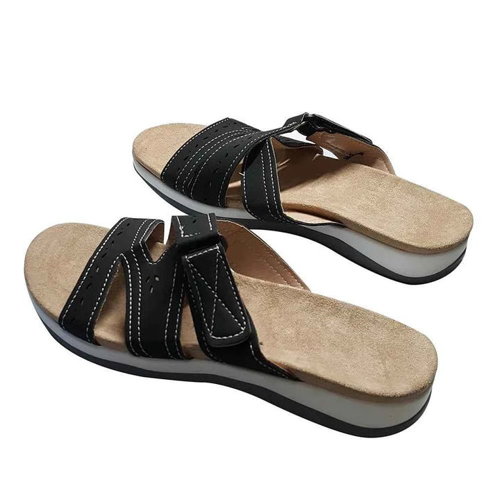 Women’s Orthopedic Hook & Loop Sandals Black