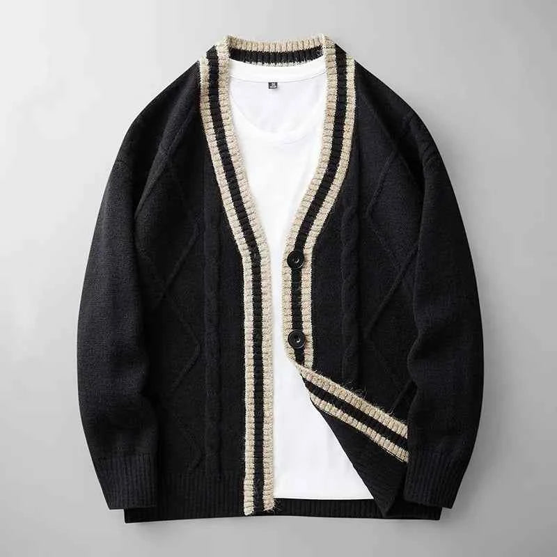 Men's Knit Cardigan - Stylish and Cozy Layering Piece Black