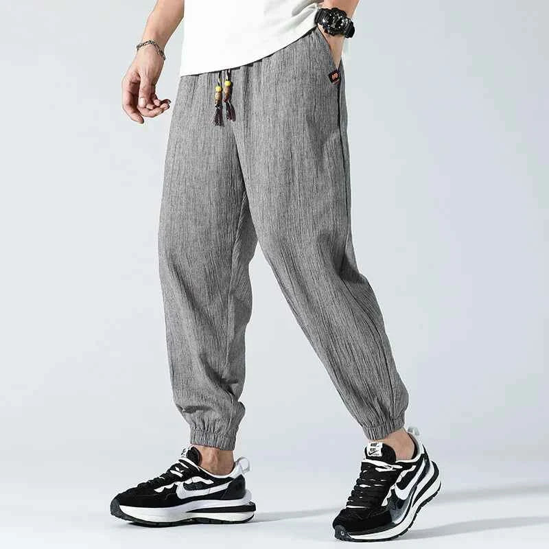 Men's Relaxed-Fit Linen Pants Gray