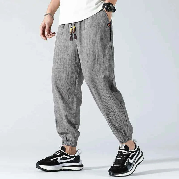 Men's Relaxed-Fit Linen Pants Gray
