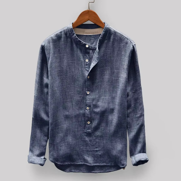 William | Chemise homme à manches longues en coton-lin uni 2025