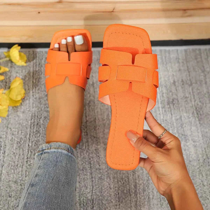 Women's Designer Open Toe Flat Slides – Summer Casual Sandals Orange