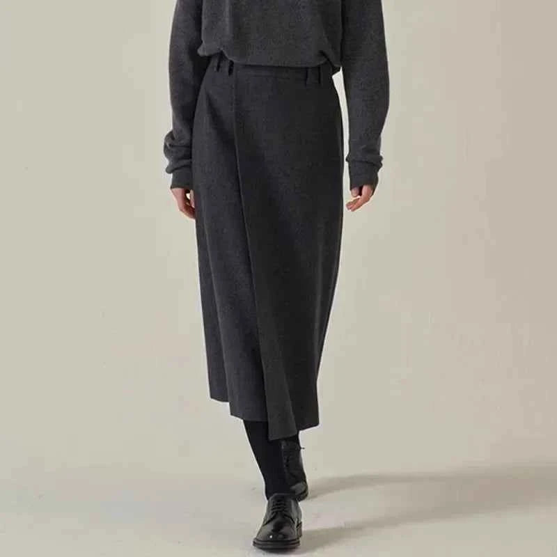 Women's Elegant Midi Skirt Dark Grey