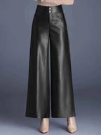 Women's Wide-Leg Leather Pants