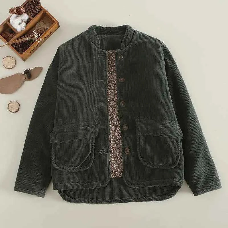 Women's Corduroy Jacket - Stylish and Comfortable Outerwear Green