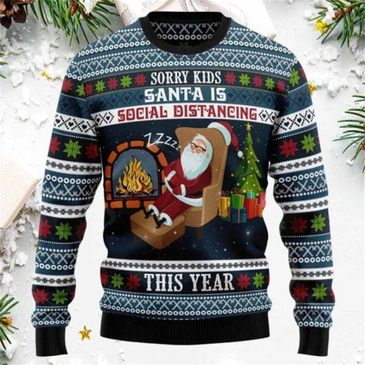 Sjov julesweater med julemandsmotiv til mænd - afslappet pullover